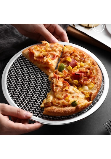 9 İnç Alüminyum Dikişsiz Kenarlı Pizza Pişirme Ekranı Gümüş