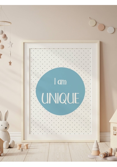 I Am Unique Dijital Baskı Poster Mavi Çerçevesiz