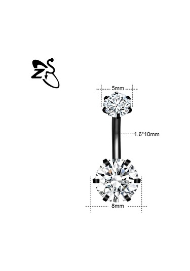 Zs 14g Paslanmaz Çelik Göbek Piercingi 6/8/10/12 Mm Cz Kristal Takı Blackantik Gümüş Kaplama Antik Gümüş Kaplama