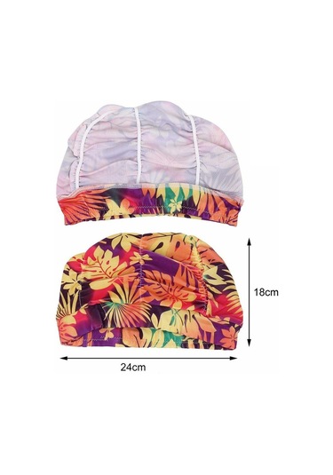 Baskılı Spor Aksesuarları Elastik Naylon Türban Uzun Saç Koruma Havuz Banyo Şapkaları Yüzme Kap 12 Çok Renkli