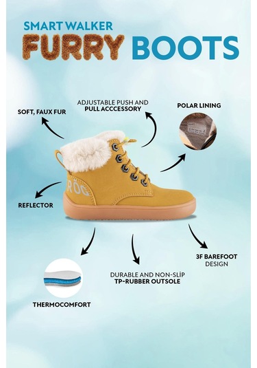 Hopfrög Furry Boots Sarı Nubuk Barefoot Çocuk Botu Sarı