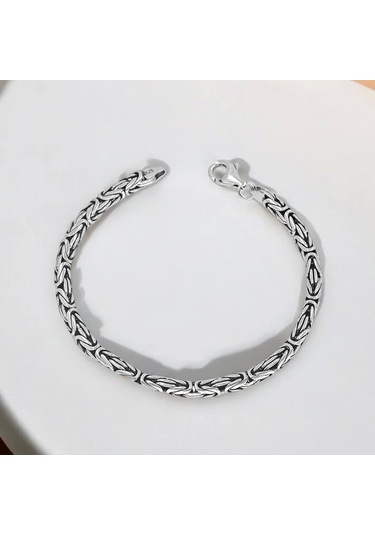 İpek Silver 925 Ayar Gümüş Kare Bileklik 6 Mm