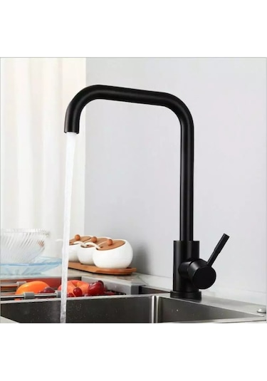 Siyah Mat Mutfak Eviye Bataryası Lavabo Musluğu Matte Black