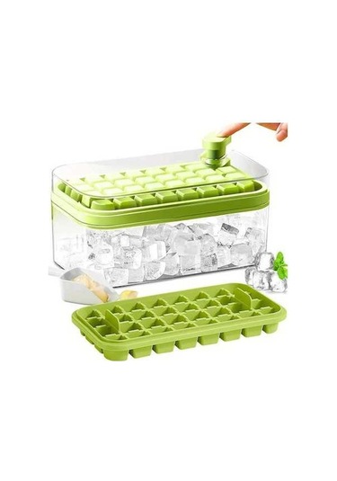 Pazly Yeşil 64 İzgaralı Pp Silikon Buz Kubu Kalıbı, Buzdolabında Buz Yapma, Eserleri Sakla, 23.8x13.5x9.5 Cm Yeşil