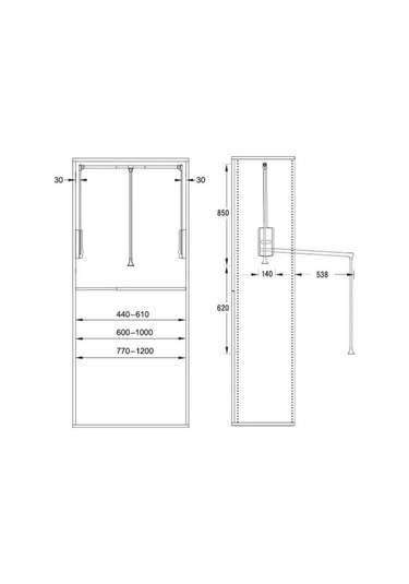 Frenli Gardırop Asansörü Antrasit