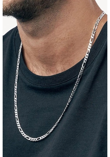 Figaro Model Erkek Paslanmaz Çelik Zincir Kolye İnce 4 Mm Eck06k