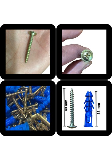 Kalibreli Dübel Ve Vida Seti 100 Adet Pul Başlı, 8mm Dübel 8 MM