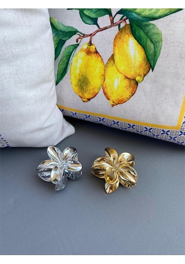 2'li Aynalı Lotus Toka Gümüş & Gold Çok Renkli