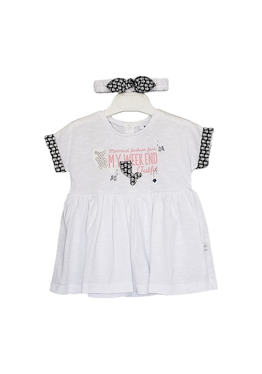 S-Mall Caramell Bebek Elbisesi - Bandanalı - Elb4936 - Weekend - Beyaz