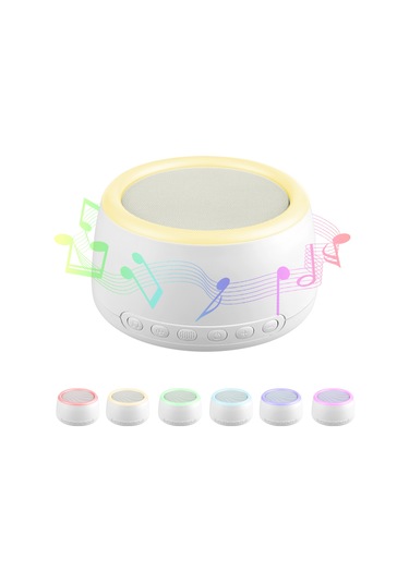 Neevoyu Beyaz Gürültü Uyku Cihazı - Bebek İçin Uyku Yardımcı, 7 Renkli Gece Lambası Ve Bluetooth Desteği Yerleşik Li-pil Beyaz