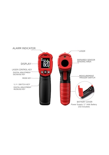 Habotest Ht641a+ Kızılötesi Termometre -58 1112 Temassız Siyah & Kırmızı