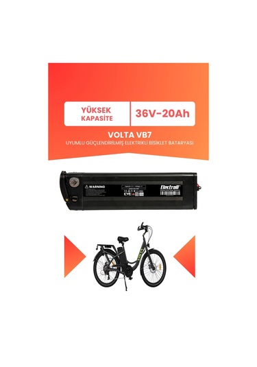 Volta Vb7 Uyumlu 36v 20ah Elektrikli Bisiklet Bataryası Siyah