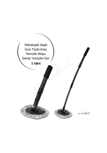 Unikat Özel Teleskopik Saplı İnce Tüylü Araç Temizlik Mopu Siyah 1 Adet