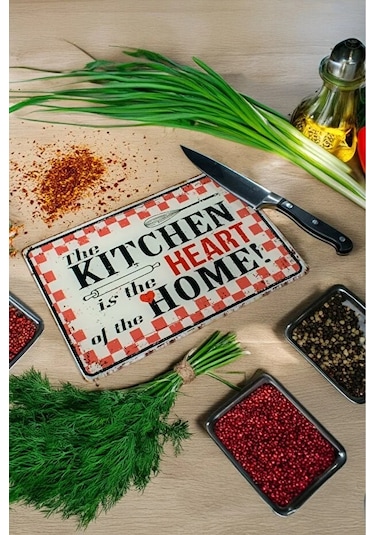 Cam Kesme Tahtası, Kesme Tablası Kenarları Oval, Antibakteriyal, Sunum Tahtası Kırmızı Kırmızı