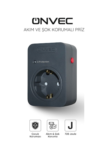 Onvec Basic Akım Ve Şok Korumalı Priz 720 Joule - Antrasit 1