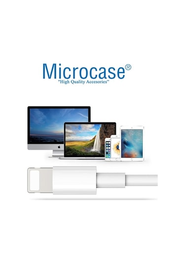 Microcase iPhone Apple Uyumlu iPad  Lightning Usb Şarj Ve Data Kablosu - 2 Metre Beyaz