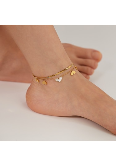 Sones Opk Gz193 Paslanmaz Çelik Çift Katmanlı Kalp Bileklik Altın