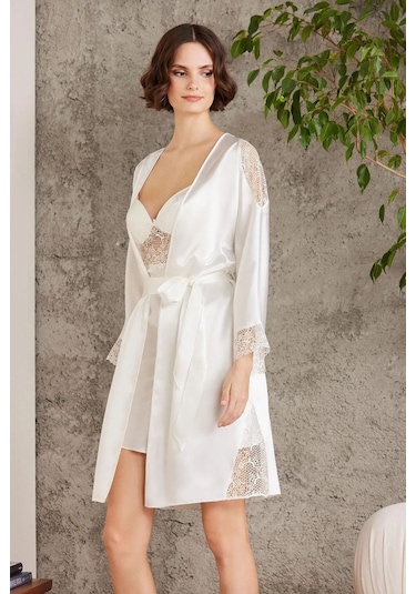 Pierre Cardin 6000 Kadın Dantelli Saten 6'lı Set-ekru Ekru