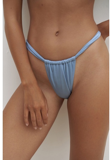 Dahlia Büzgü Detaylı Kalın Bantlı Mavi Bikini Altı Mavi