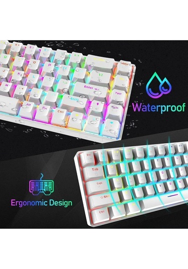 Siyah Rgb Full Mekanik %60 Blue Switch Gaming Klavye Rgb Işıklı Kablolu Q Klavye
