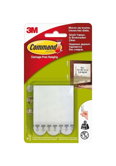 3M Command 17201-4PK Cırt Bant Orta Boy