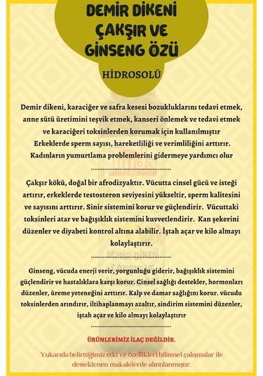 Demir Dikeni, Çakşır Ve Ginseng Özü Hidrosolü 250 Ml