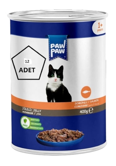 Paw Paw Joleli Somonlu Yetişkin Kedi Konservesi 12 x  400 G