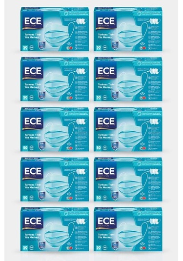Ece Full Ultrasonik Meltblownlu Maske 500 Adet Turkuaz