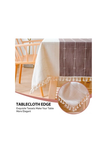 Mufunye Boho Tarzı Krem Rengi Kare Masa Örtüsü, Suya Dayanıklı Ve Kırışmaz, 55 X 55 İnç Mor