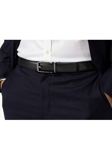 Otomatik Tokalı Takım Elbıse Deliksiz Kemeri Siyah