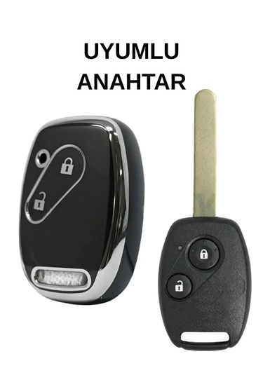 Honda Civic Jazz Cr-v Accord 2 Buton Nano Anahtar Kılıfı Siyah-gümüş