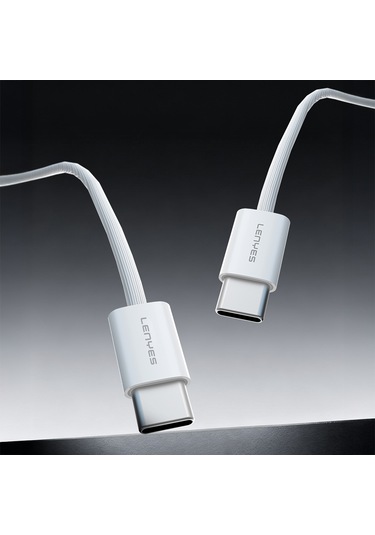 Lenyes Lc526 Type-c To Type-c Akıllı Çip Koruma Özellikli Data Ve Şarj Kablosu 60w 1.2m Beyaz Beyaz