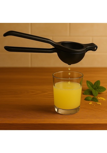 Metal Narenciye Limon Sıkacağı Özel Tasarım Desenli Limon Portakal Sıkacağı - Siyah Siyah