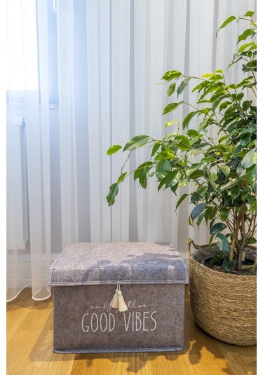 Muomuo Home Keçe Kapaklı Mini Kutu 35X24X24 Cm. Gri Çok Renkli