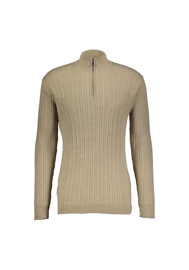 Finesuits Erkek Desenli Yünlü Kazak 2422201010.dsfybr Bej