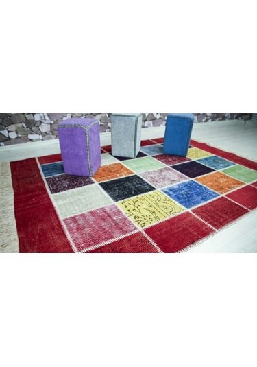 Patchwork El Dokuma Antik Anadolu Halısı Simbad Çok Renkli