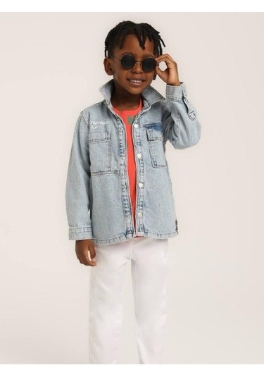 Erkek Çocuk Downhill Yazılı Kot Ceket-15632 Mavi