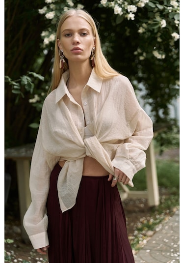 Mai Collection Mai Studios Co. Syaritta Oversize Bej Transparan Gömlek bej