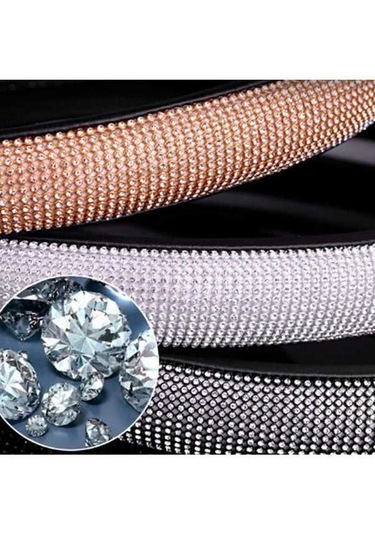 Novahub Mor Kadın Kristal Rhinestone Araba Deri Direksiyon Kapakları, Kap Direksiyon Simidi, Otomobil Aksesuarı Mor