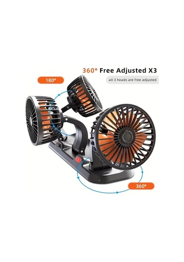 Dashanshop 3 Başlıklı Usb Araç Vantilatörü Hava Sirkülasyonu Usb Şarj Plaka Aromaterapi Tablet