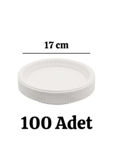 Beyaz Plastik Tabak 170 Mm 17cm Tek Kullanımlık Dayanıklı Yemek Tabağı 100 Adet