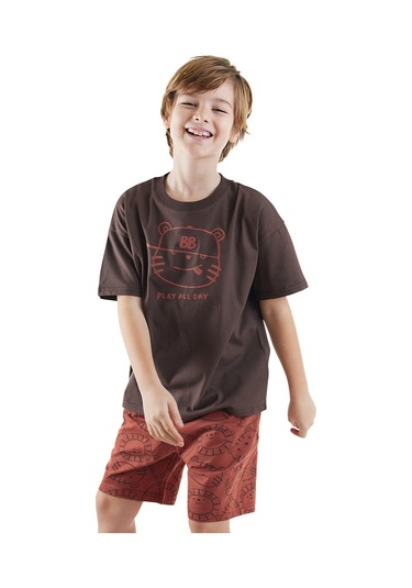 Denokids Play Erkek Çocuk Basic T-shirt Şort Takım Renkli Çok Renkli