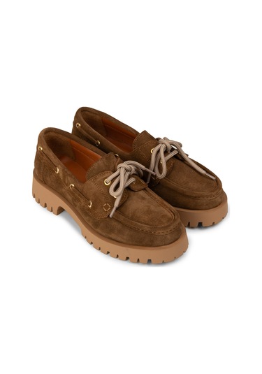 Deery Kadın Hakiki Süet Taba Renkli Marin Loafer - 02036ztbac01