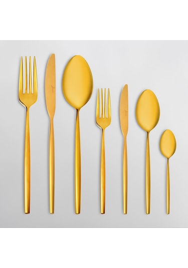Jumbo 5900 Infinity Titanyum Gold 12 Kişilik 84 Parça Çatal Kaşık Bıçak Takımı Titanyum Gold Titanyum Altın