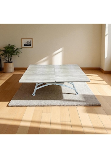 Ortadan Açılır Akıllı Masa Üst Mdf Lizbon Alt Ayak Beyaz