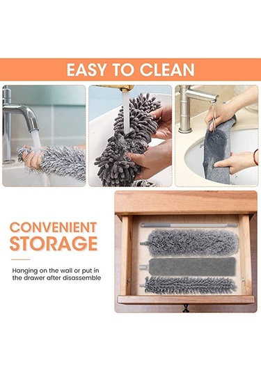 Neevoyu 2.5m Uzayabilir Çelik Çubuklu Temizlik Seti - Mikrofiber + Chenille + Teker Temizleyici, Yüksek Bölgeler Ve Araçlar İçin Yıkama Yapılabilir