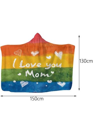 Homyl Kapüşonlu Battaniye Giyilebilir Şal Yatakhane Uyuklama Anne 130x150cm Çok Renkli