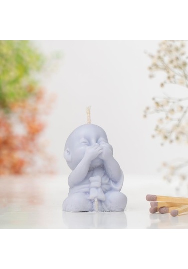 Bilmiyorum Buddha Temalı Doğal Soya Mum Mor