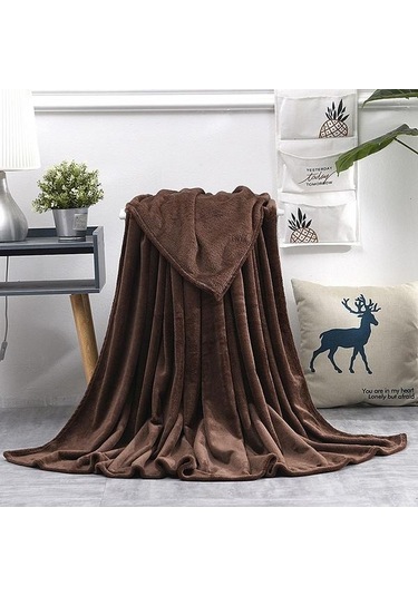 Kahve Ev Düz Renk Flanel Ağırlıklı Battaniye Süper Sıcak Yumuşak Katı Atma Battaniyeler Kanepe Yatak Ç. K. Battaniye 55764679 Kahverengi