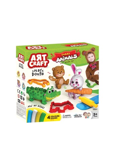 Eğlenceli Hayvanlar Oyun Hamur Seti 200 Gr. - Oyun Hamuru Seti - Hamur Setleri - Hamur Kalıpları Renkli
